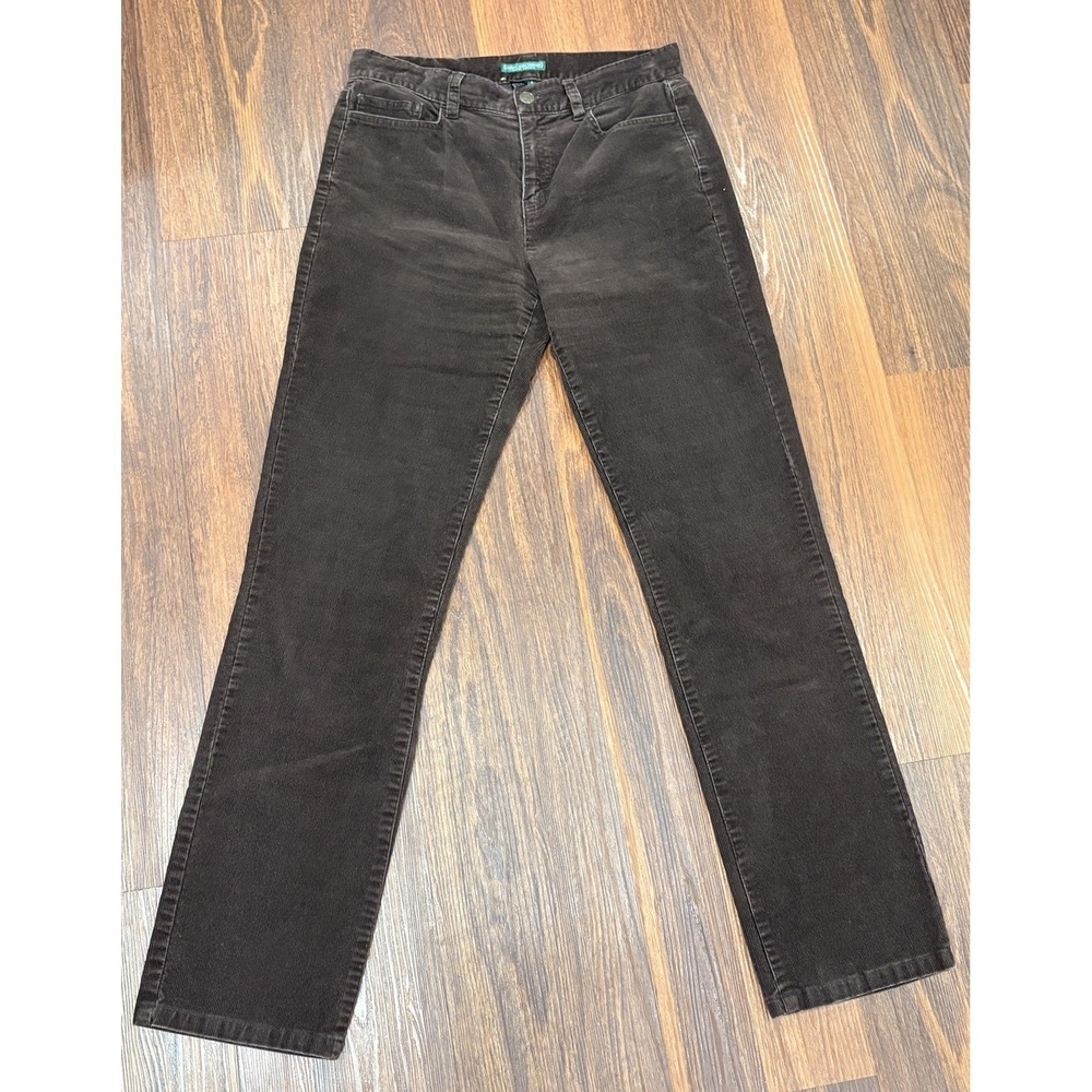 Lauren Jeans Ralph Lauren Corduroy Pants Women's SZ 4 Brown Straight Mid Rise